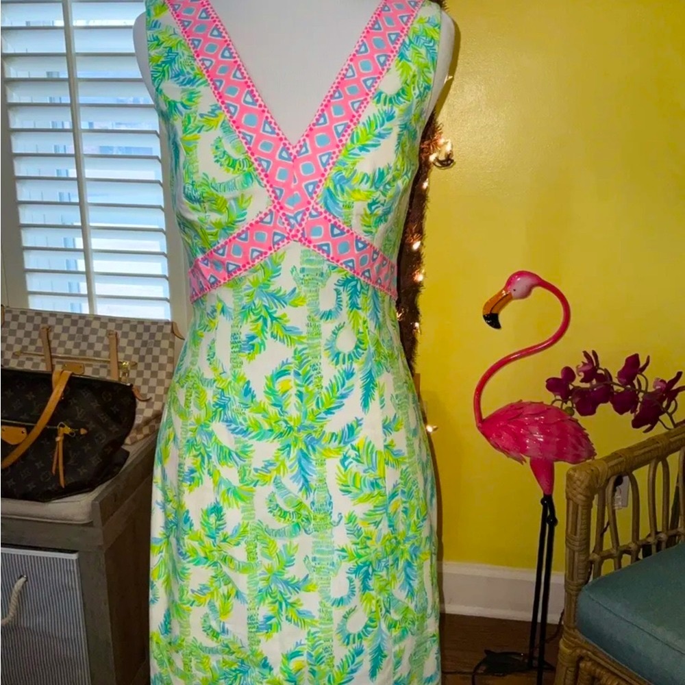 Lilly Pulitzer NWT Lanora Stretch Shift Dress Fresh Citrus Keep Palm - Picture 2 of 10